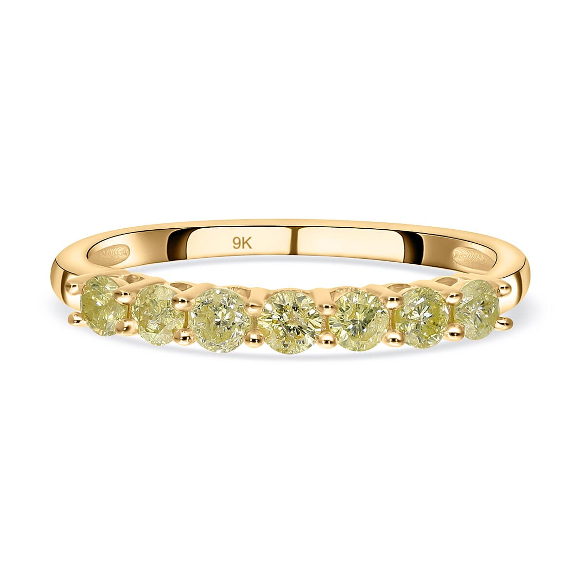 9K Yellow Gold 0.55 Ct Natural Yellow Diamond I2 Half Eternity Ring 6907867 0