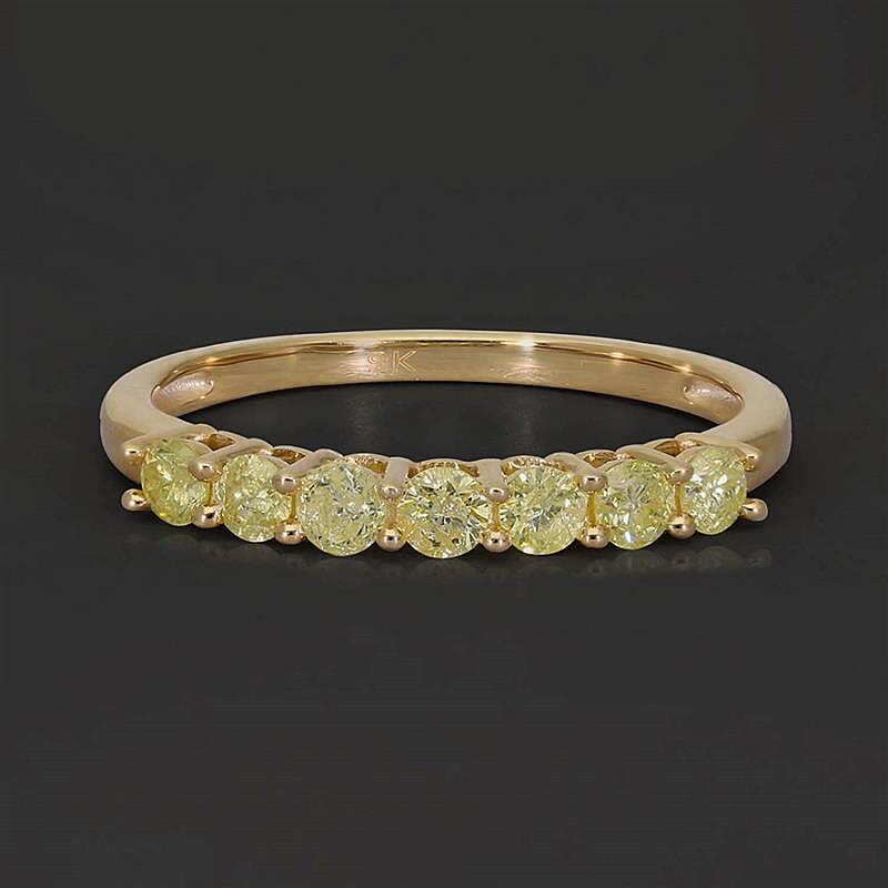 9K Yellow Gold 0.55 Ct Natural Yellow Diamond I2 Half Eternity Ring 6907867 2
