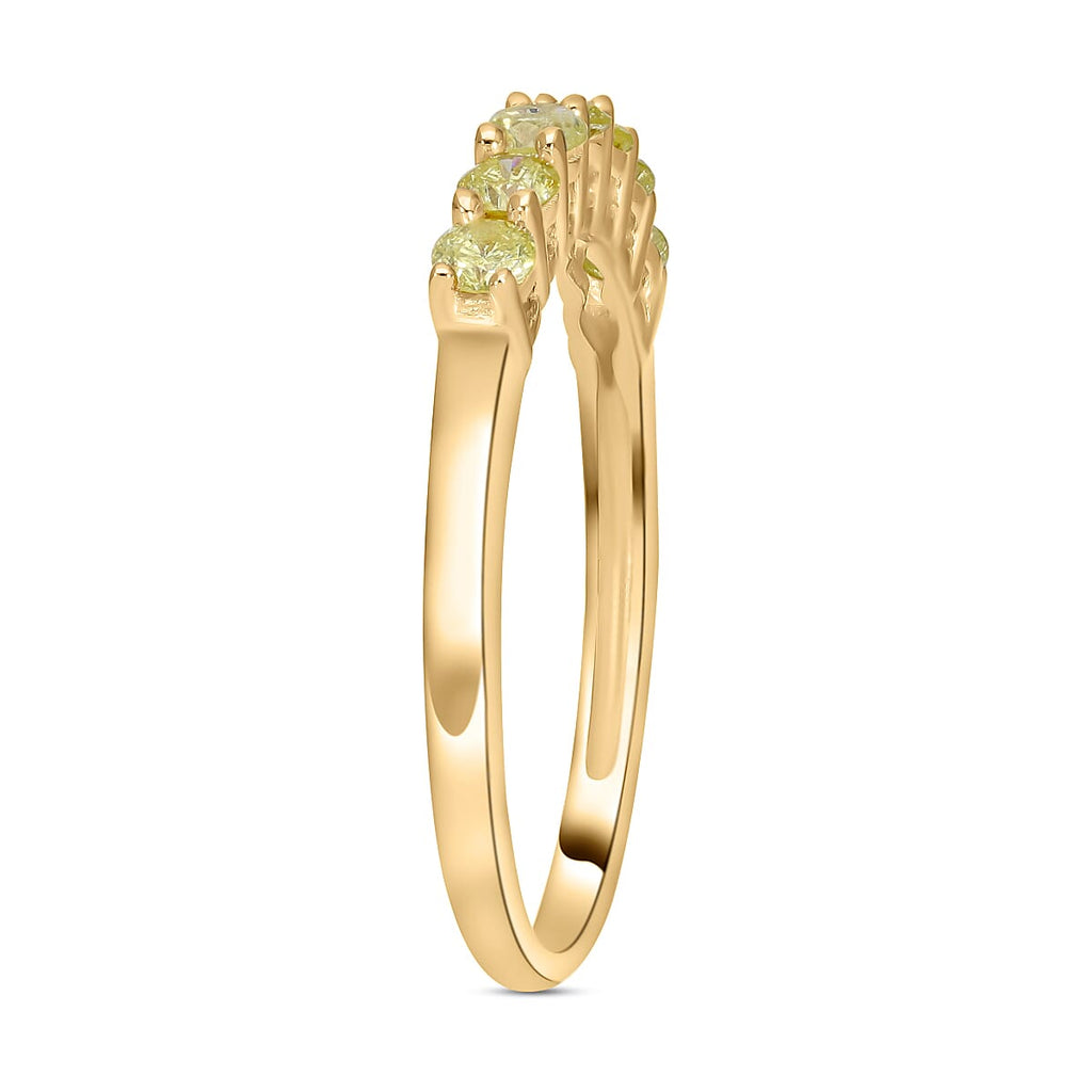9K Yellow Gold Natural Yellow Diamond Half Eternity Ring 0.55 Ct.