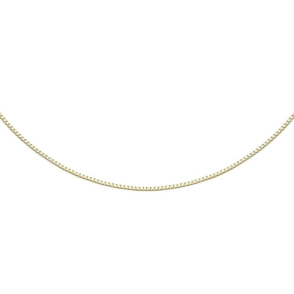 9K Yellow Gold 0.5mm Adjustable Heart Slider Box Chain 22 Inch