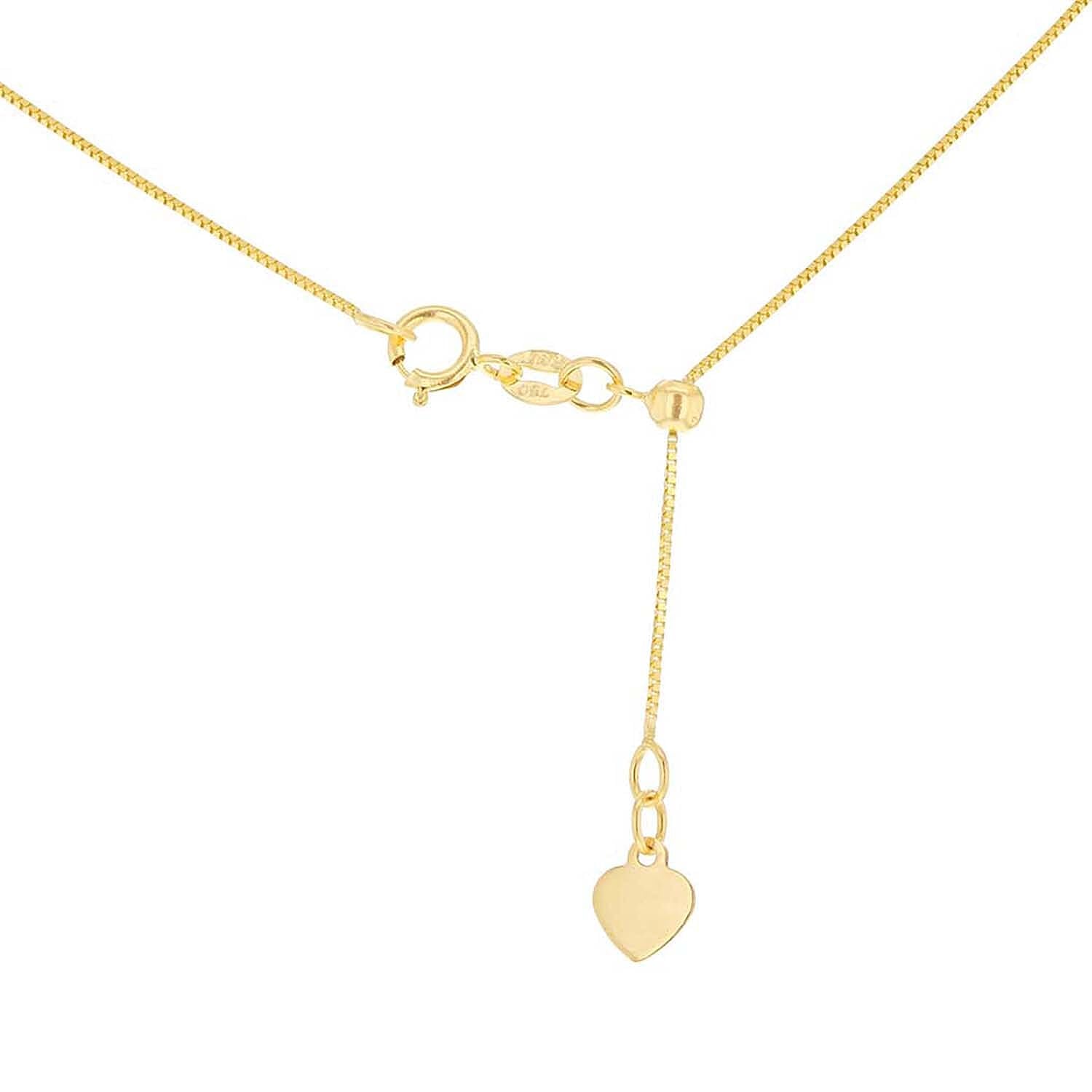 9K Yellow Gold 0.5mm Adjustable Heart Slider Box Chain 22 Inch 7192314 2