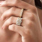 9K Yellow Gold Moissanite Boat Ring 1.97 Ct.