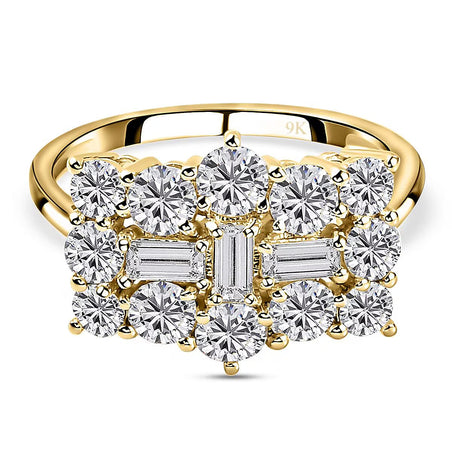 9K Yellow Gold 1.97 Ct Moissanite Boat Ring V32536340 1