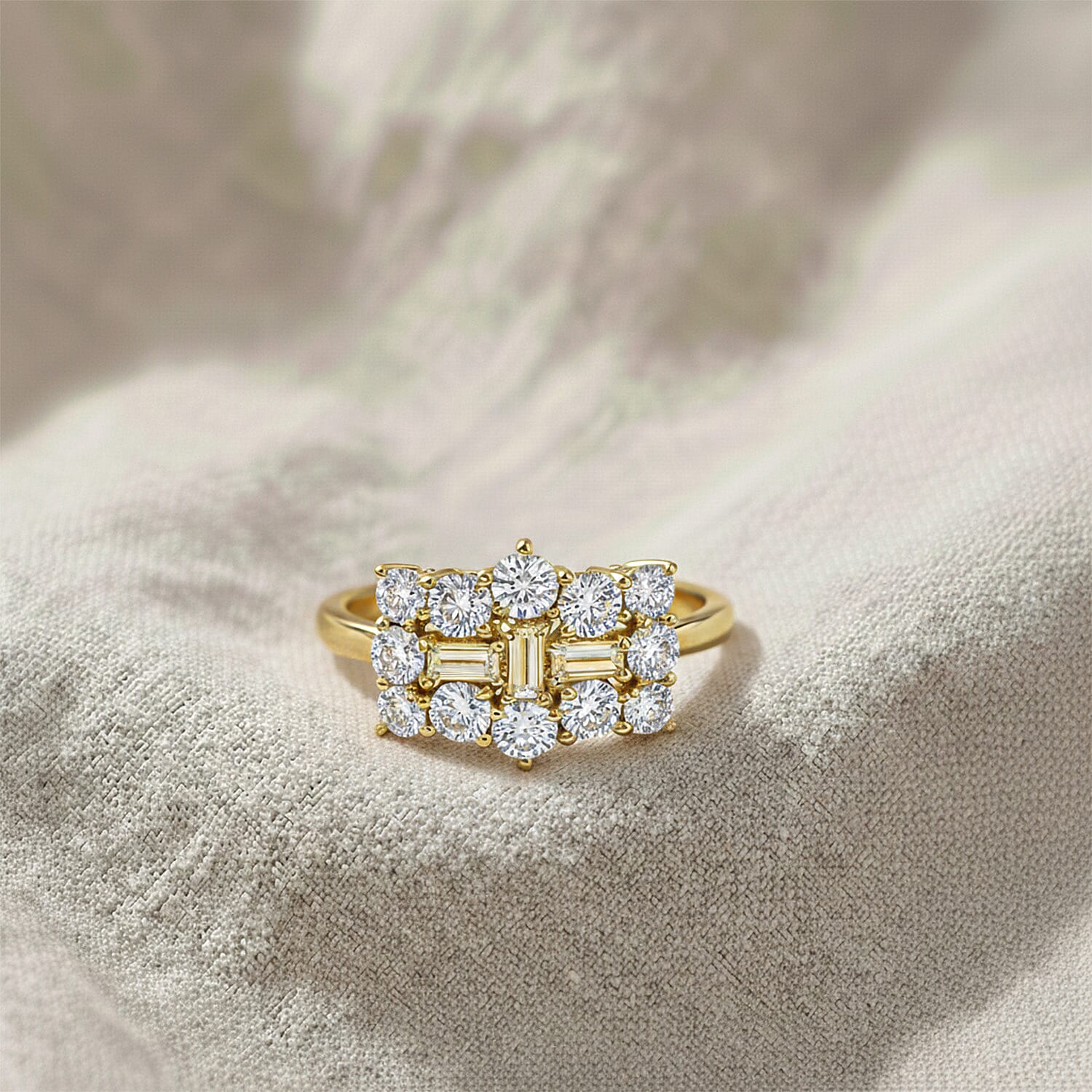 9K Yellow Gold 1.97 Ct Moissanite Boat Ring V32536340 5