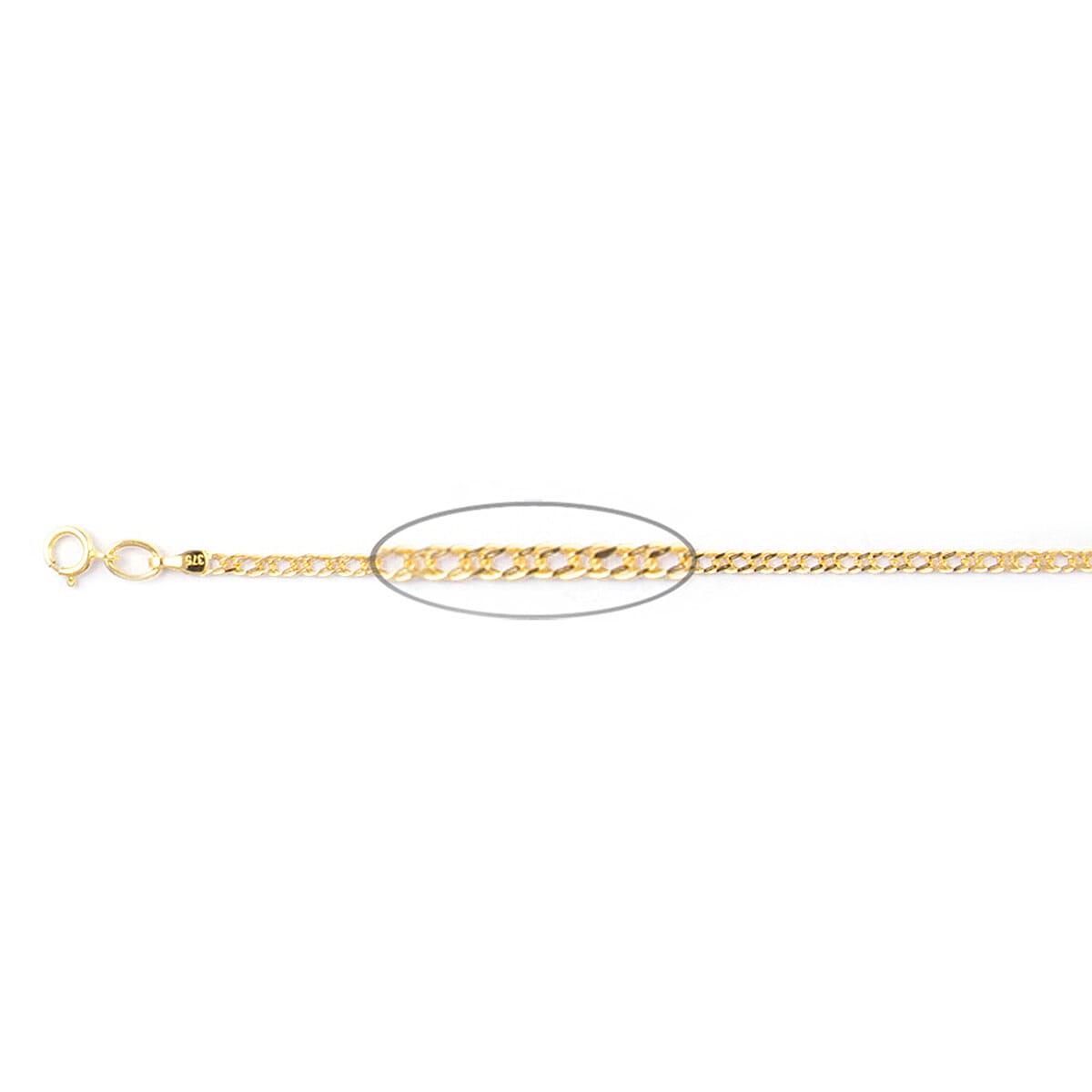 9K Yellow Gold 1.9MM Curb Bracelet with Spring Ring Clasp 7.5 Inch 8341498 0