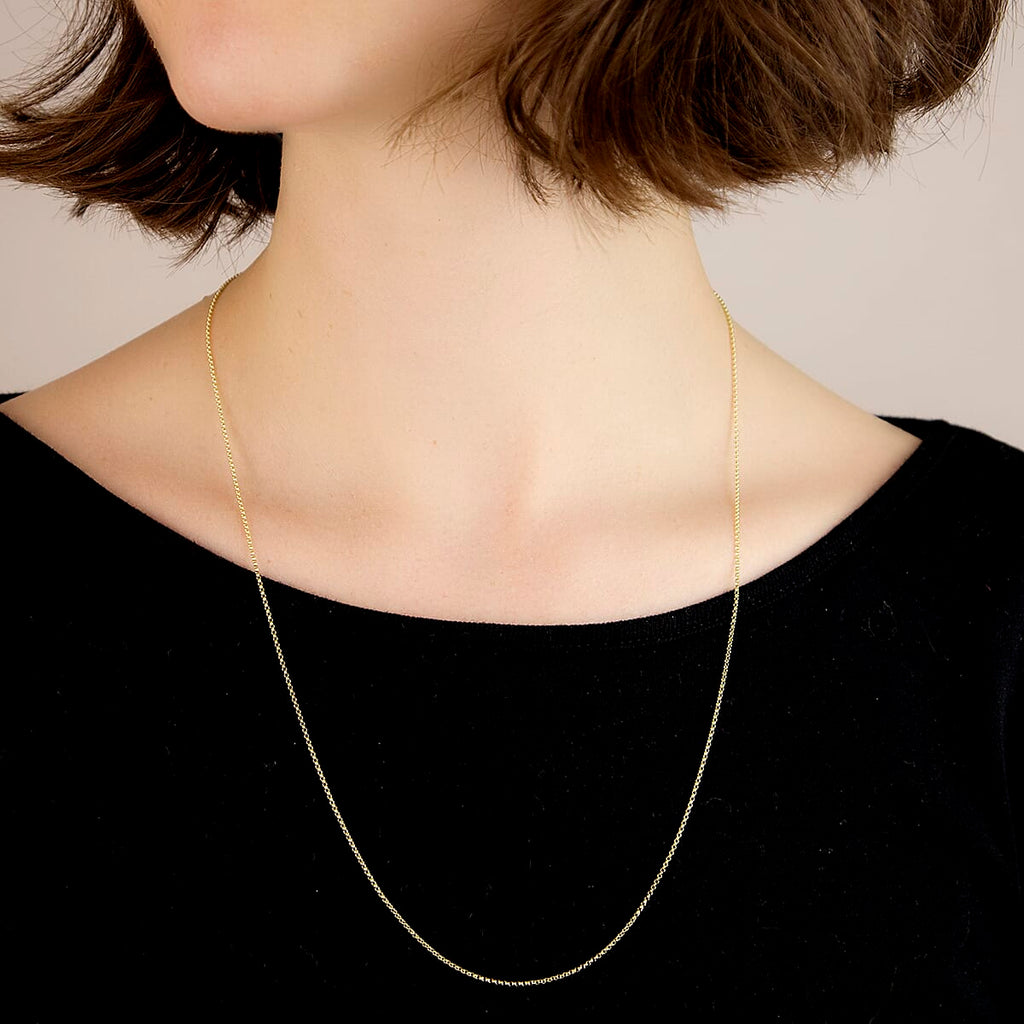 9K Yellow Gold 1.1mm Round Belcher Chain 24 Inch