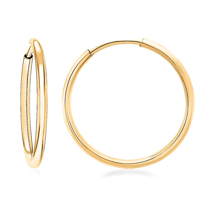 9K Yellow Gold 1.8MM Tube 22MM Supreme Finish Hoop Earrings 1 grams 6092913 1