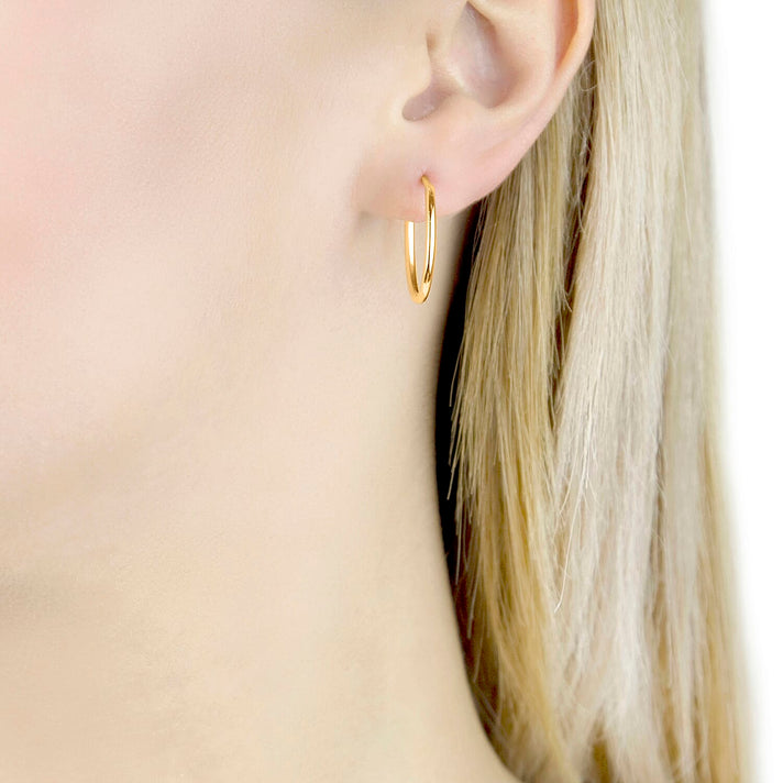 9K Yellow Gold 1.8MM Tube 22MM Supreme Finish Hoop Earrings 1 grams 6092913 2