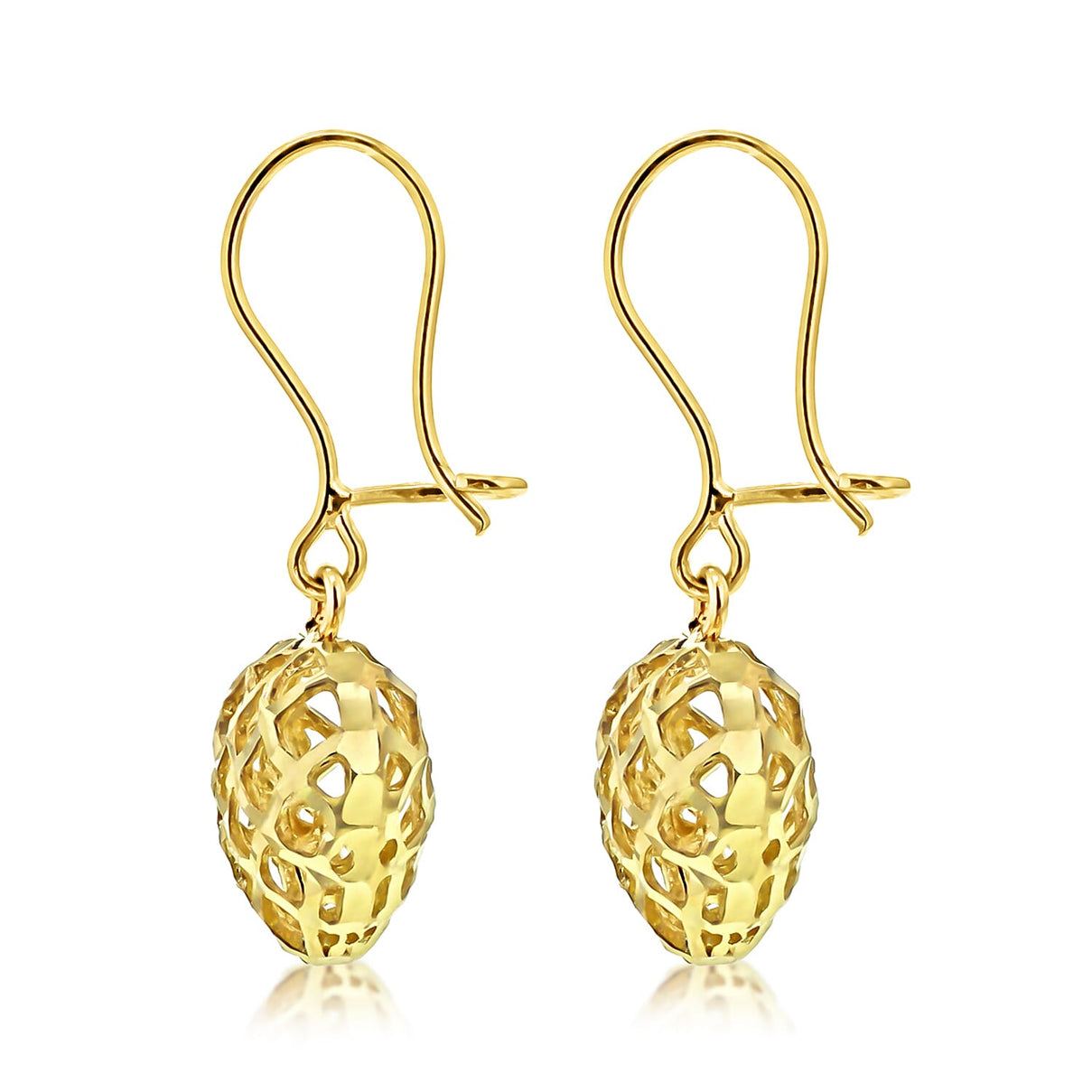 9K Yellow Gold 10.5mm x 25.5mm Diamond Cut Hollow Heart Drop Earrings 8894739 2