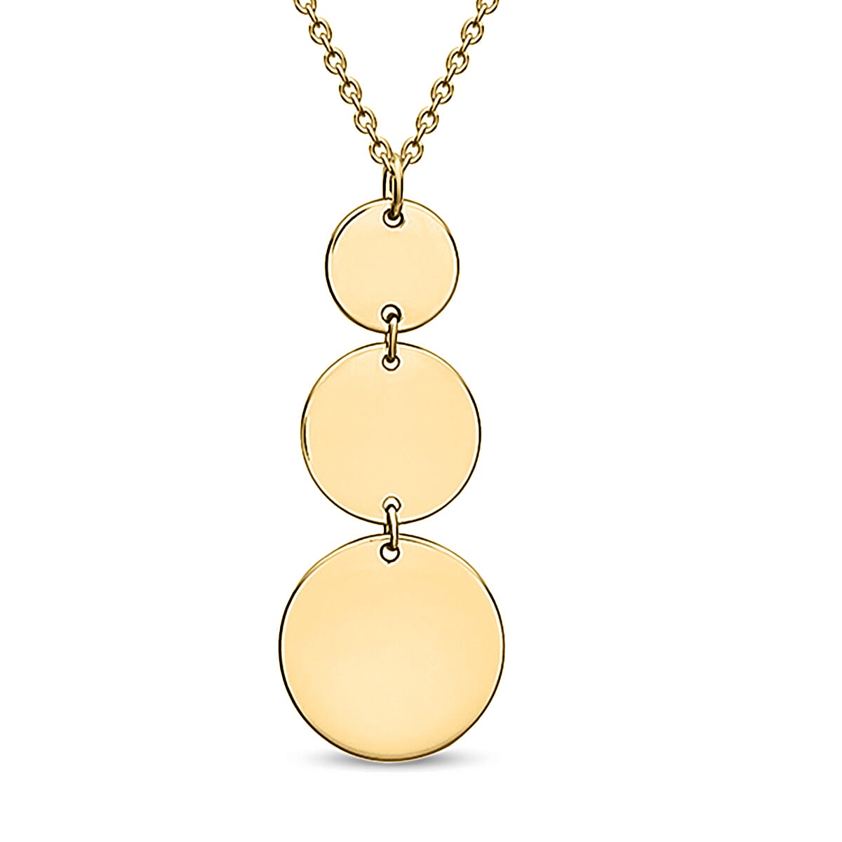 9K Yellow Gold 10MM X 26MM 3 Disc Necklace 17 Inch 2.3 grams 6093110 0