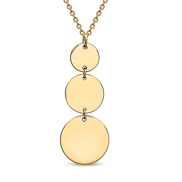9K Yellow Gold 10MM X 26MM 3 Disc Necklace 17 Inch 2.3 grams 6093110 1