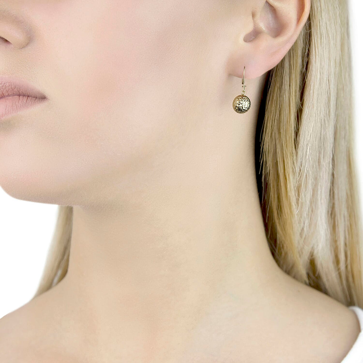 9K Yellow Gold 10MM Diamond Cut Ball 10MM X 24MM Drop Earrings 1.3 grams 6092967 4