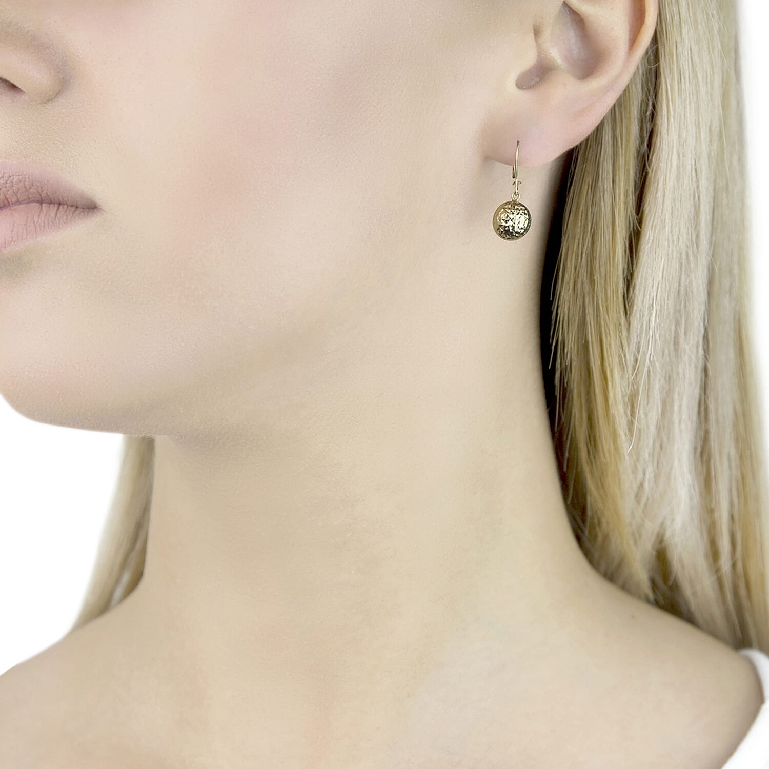 9K Yellow Gold 10MM Diamond Cut Ball 10MM X 24MM Drop Earrings 1.3 grams 6092967 4