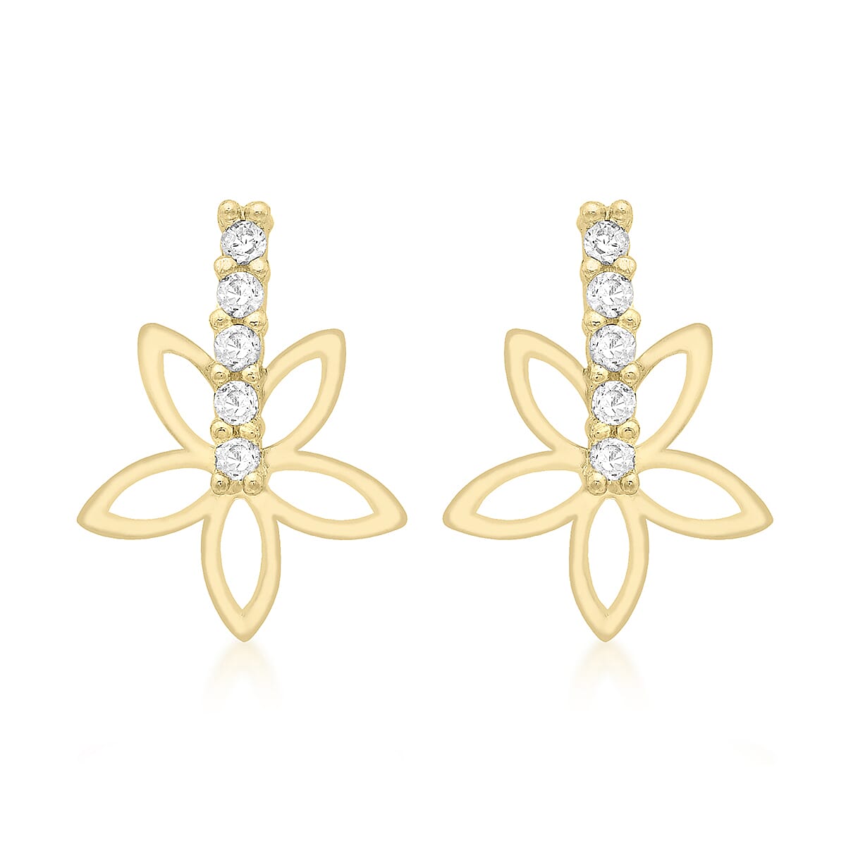 9K Yellow Gold 10mm x 14mm Flower Stud Earrings 7078157 0