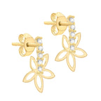 9K Yellow Gold 10mm x 14mm Flower Stud Earrings