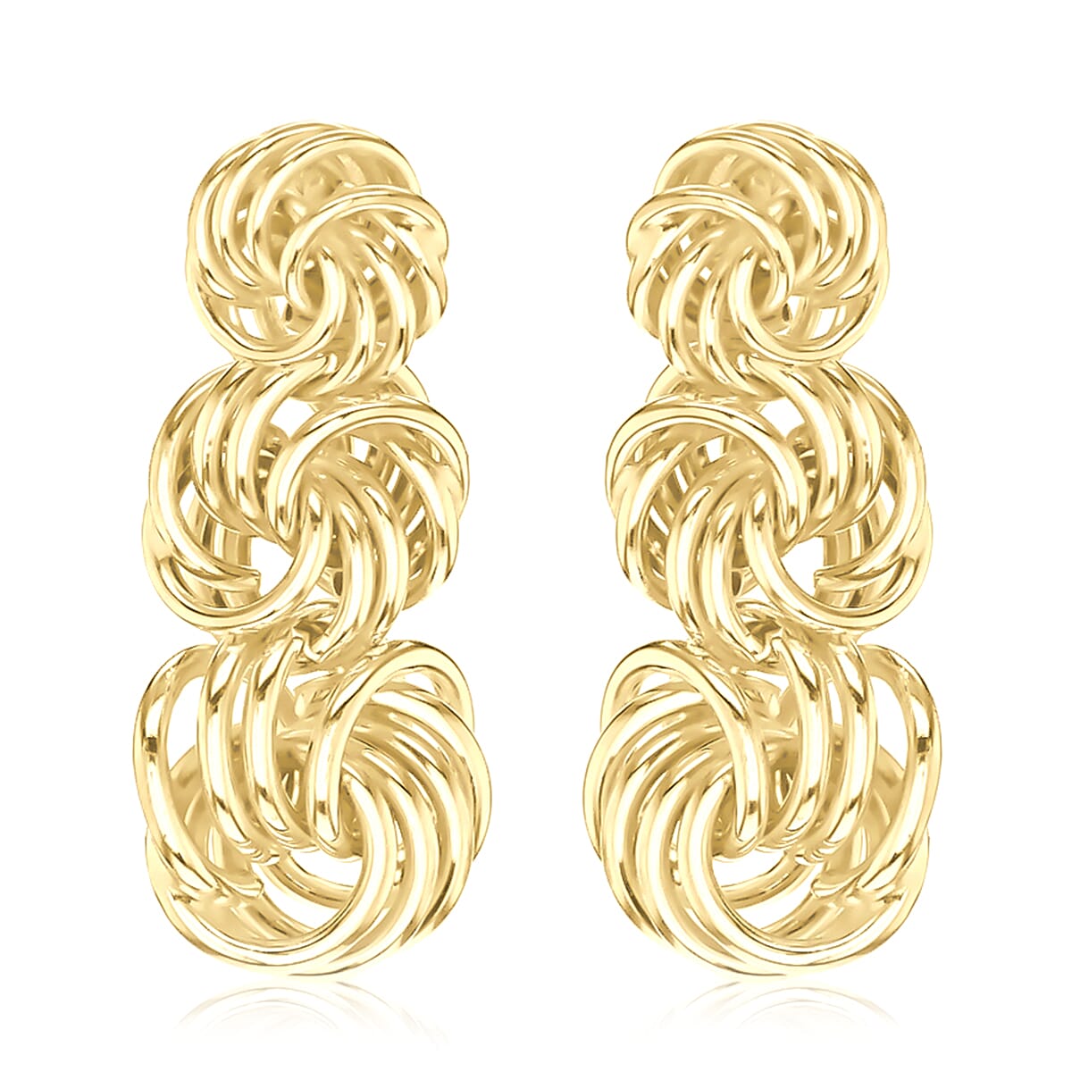 9K Yellow Gold 10mm x 22mm Graduated Knot Drop Earring 8894721 0