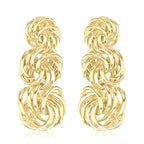 9K Yellow Gold 10mm x 22mm Graduated Knot Drop Earring