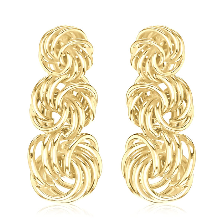 9K Yellow Gold 10mm x 22mm Graduated Knot Drop Earring 8894721 1