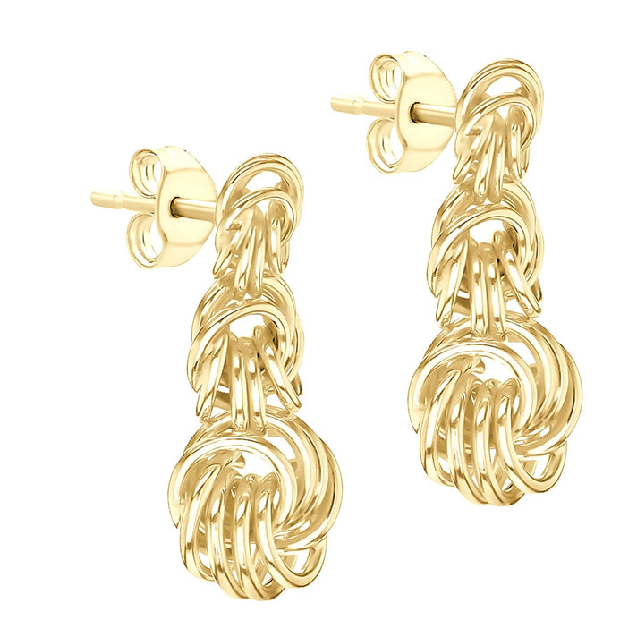 9K Yellow Gold 10mm x 22mm Graduated Knot Drop Earring 8894721 2
