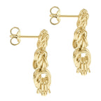 9K Yellow Gold 10mm x 22mm Graduated Knot Drop Earring