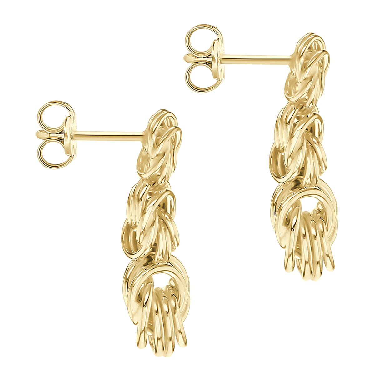 9K Yellow Gold 10mm x 22mm Graduated Knot Drop Earring 8894721 2