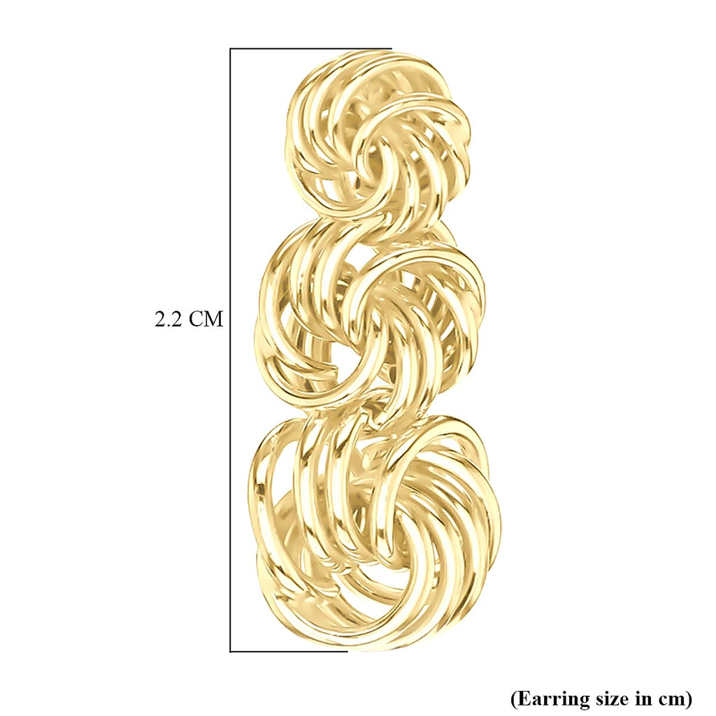 9K Yellow Gold 10mm x 22mm Graduated Knot Drop Earring