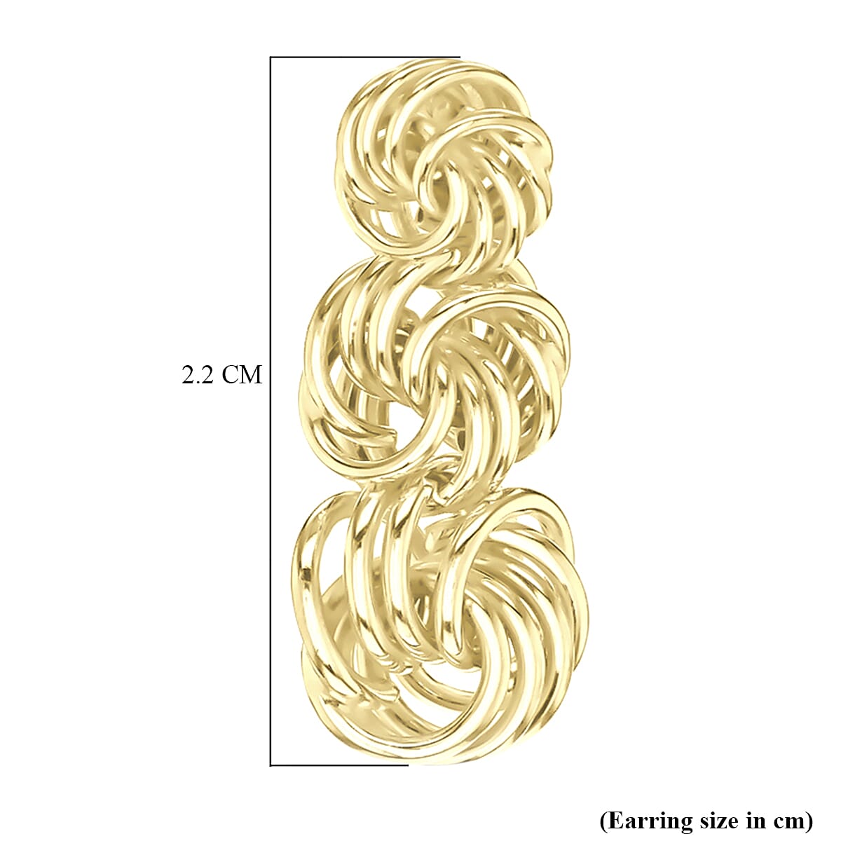 9K Yellow Gold 10mm x 22mm Graduated Knot Drop Earring 8894721 3