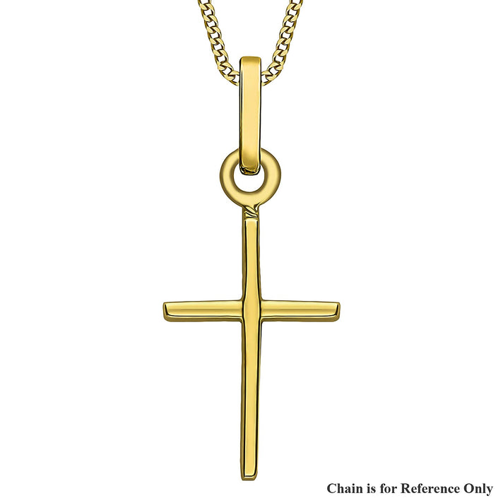 9K Yellow Gold 10mm x 23.5mm Fancy Cross Pendant 7254707 1