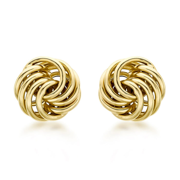 9K Yellow Gold 10mm Knot Stud Earrings 7190152 1