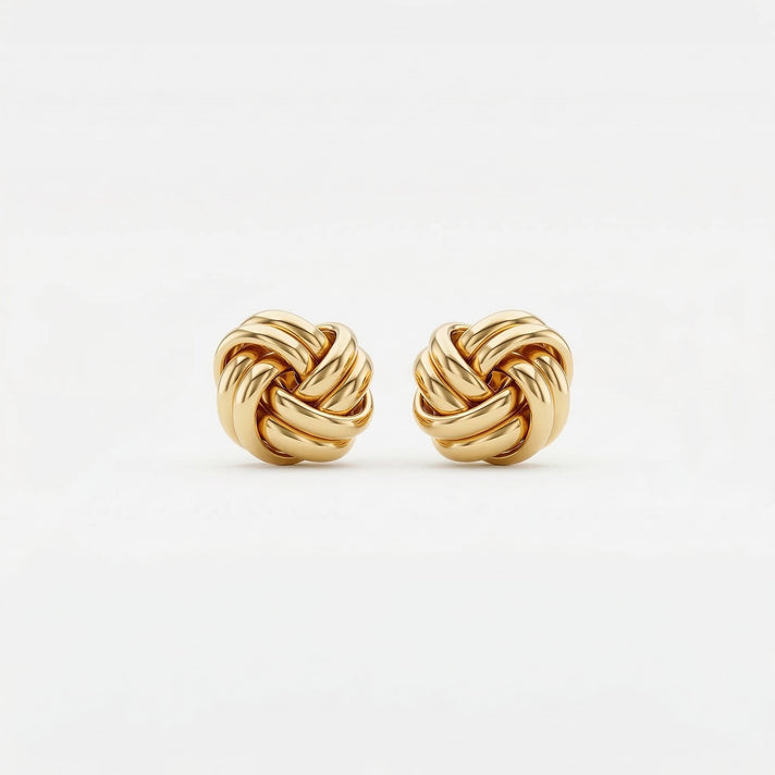 9K Yellow Gold 10mm Knot Stud Earrings 7338451 1