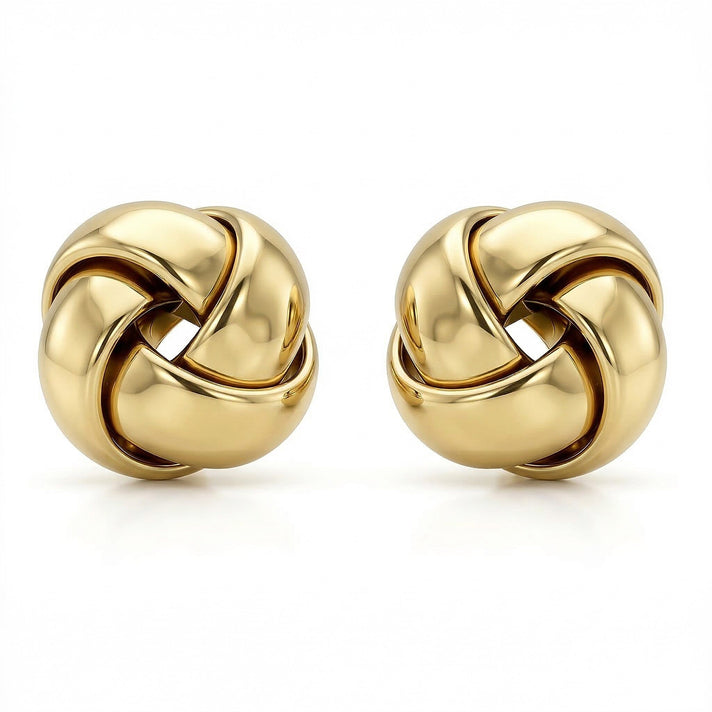 9K Yellow Gold 10mm Knot Stud Earrings 7338459 1