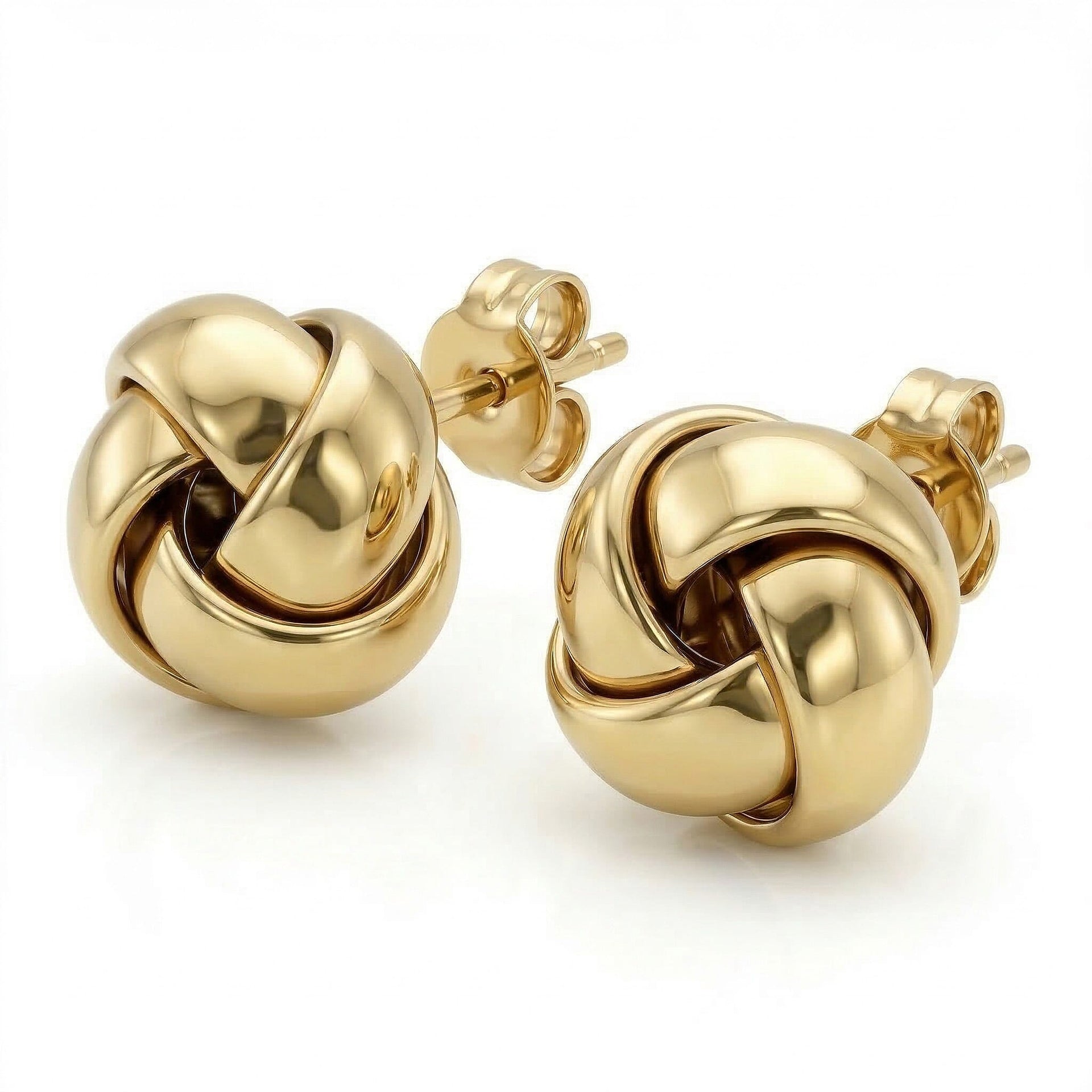 9K Yellow Gold 10mm Knot Stud Earrings 7338459 3