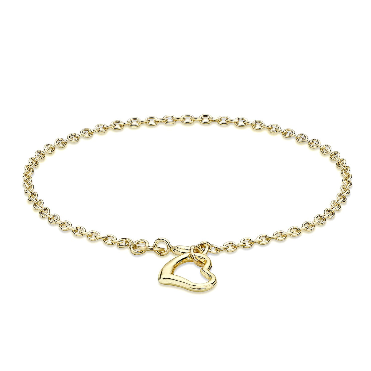 9K Yellow Gold 11.5mm X 10mm Heart Drop Bracelet 7 Inch 7078129 0