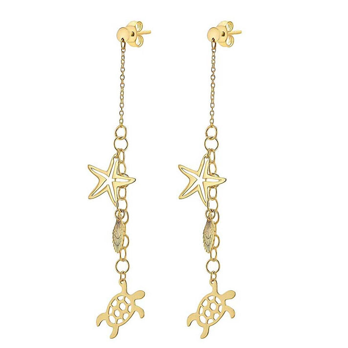 9K Yellow Gold Sea and Sand Drop Earrings 7154575 2