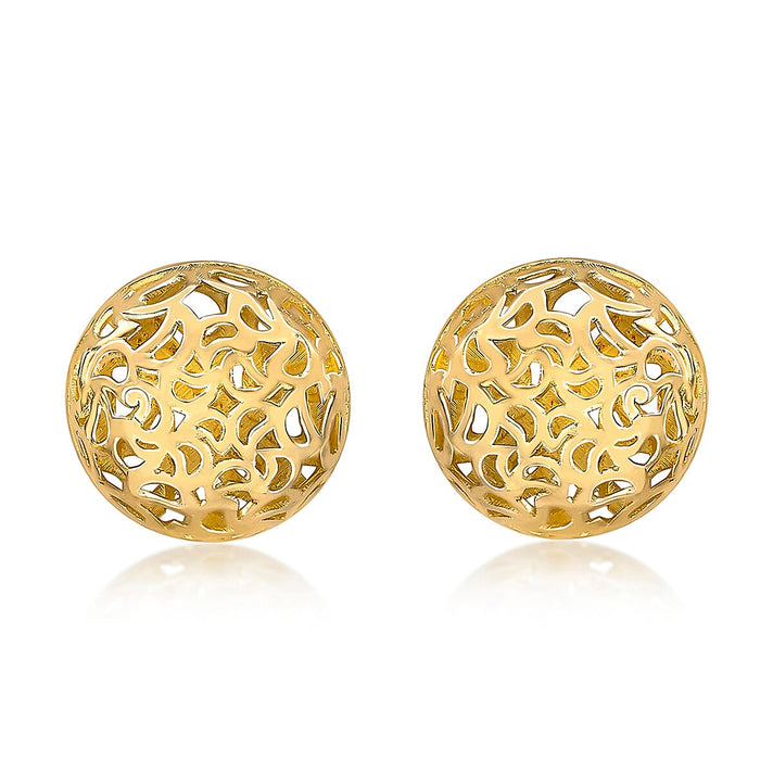 9K Yellow Gold 11.5mm Filigree Dome Stud Earrings 8894736 1