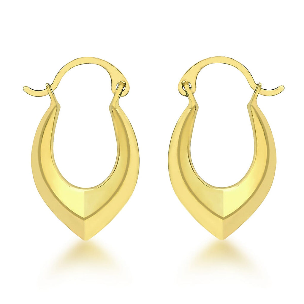 9K Yellow Gold 11mm X 19mm Creole Earrings