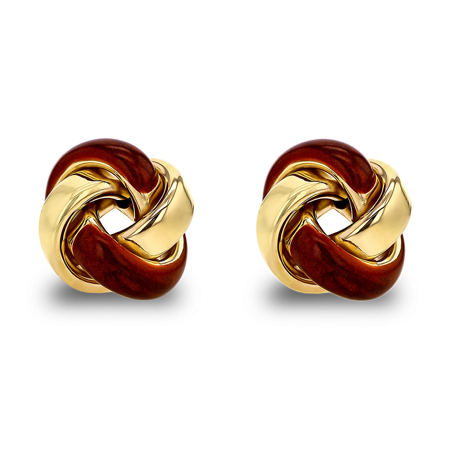 9K Yellow Gold 11mm Red Enamel Knot Stud Earrings 7254680 0