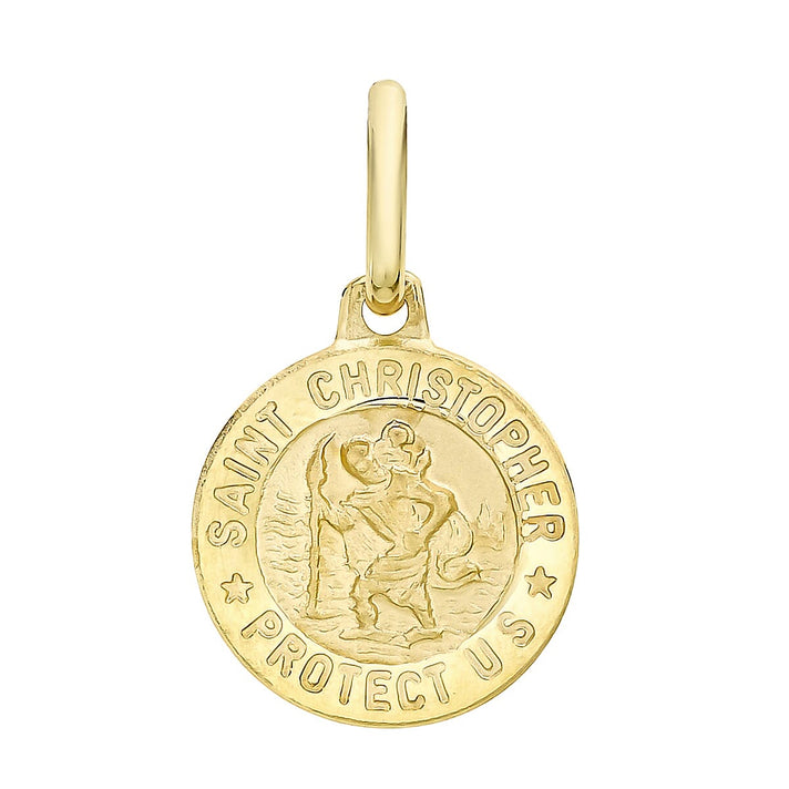 9K Yellow Gold 12 mm x 19.5mm Saint Christopher Round Satin Pendant 7160004 1