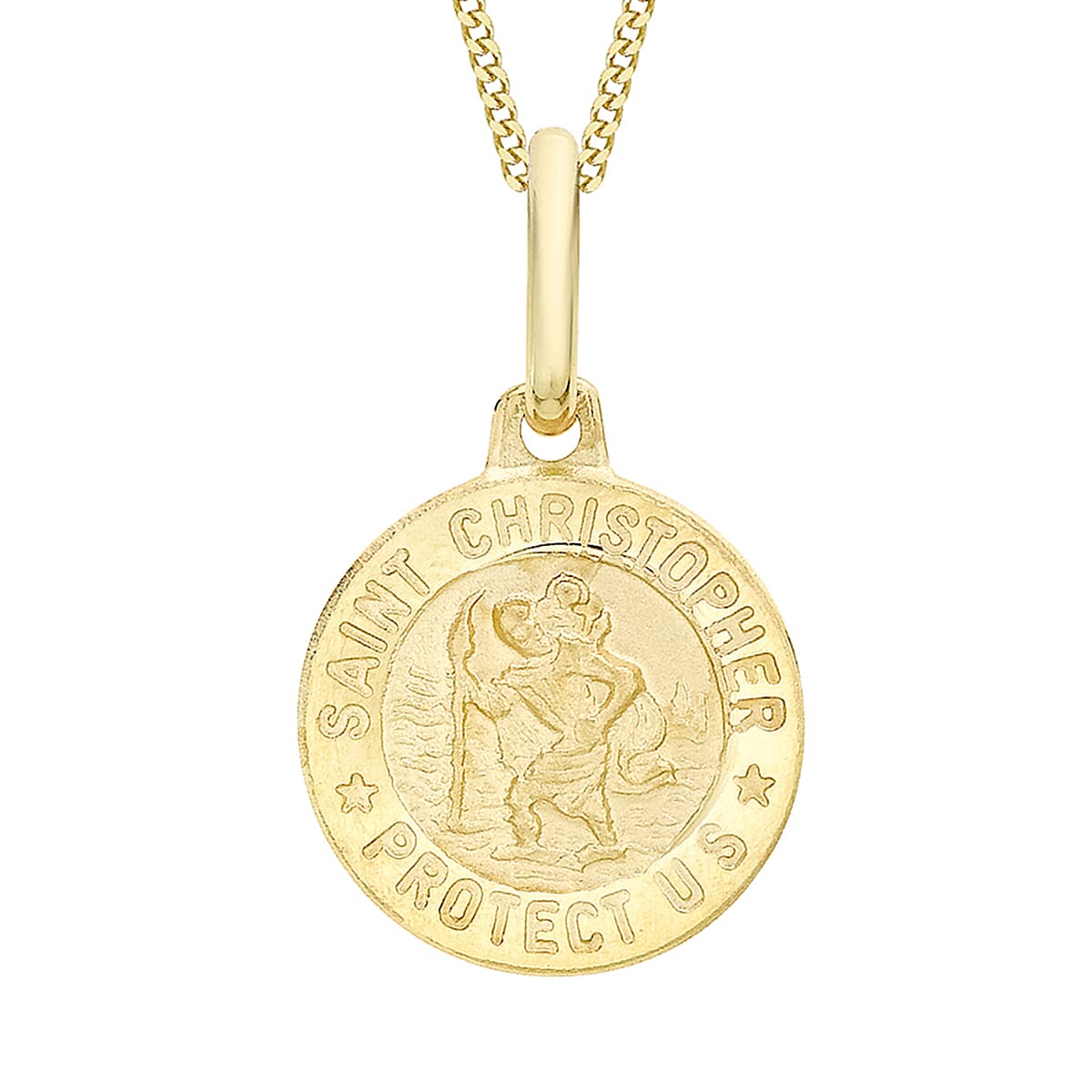 9K Yellow Gold 12 mm x 19.5mm Saint Christopher Round Satin Pendant 7160004 3