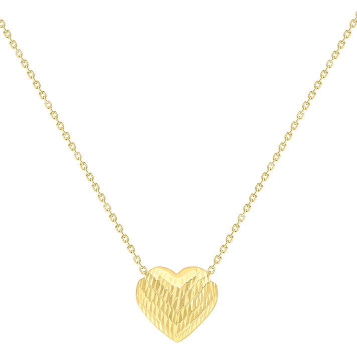 9K Yellow Gold 12.2mm X 11.2mm Diamond Cut Sliding Heart Necklace 17.75 Inch 7189775 2