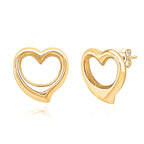 9K Yellow Gold 12MM X 12MM Heart Stud Earrings 0.9 grams