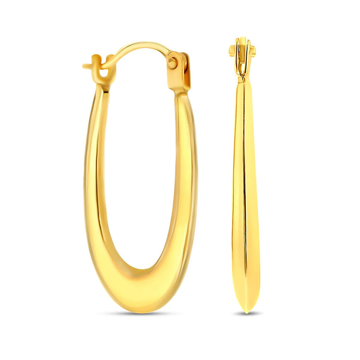 9K Yellow Gold 12MM X 19MM Supreme Finish Oval Creole Earrings 0.52 grams 6092933 1