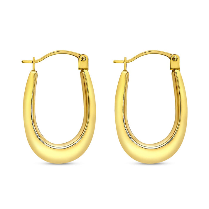 9K Yellow Gold 12MM X 19MM Supreme Finish Oval Creole Earrings 0.52 grams 6092933 2