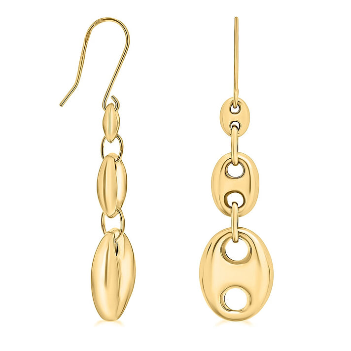 9K Yellow Gold 12MM X 33MM Graduated Rambo And Oval Link Chain Drop Earrings 3.5 grams 6092968 1