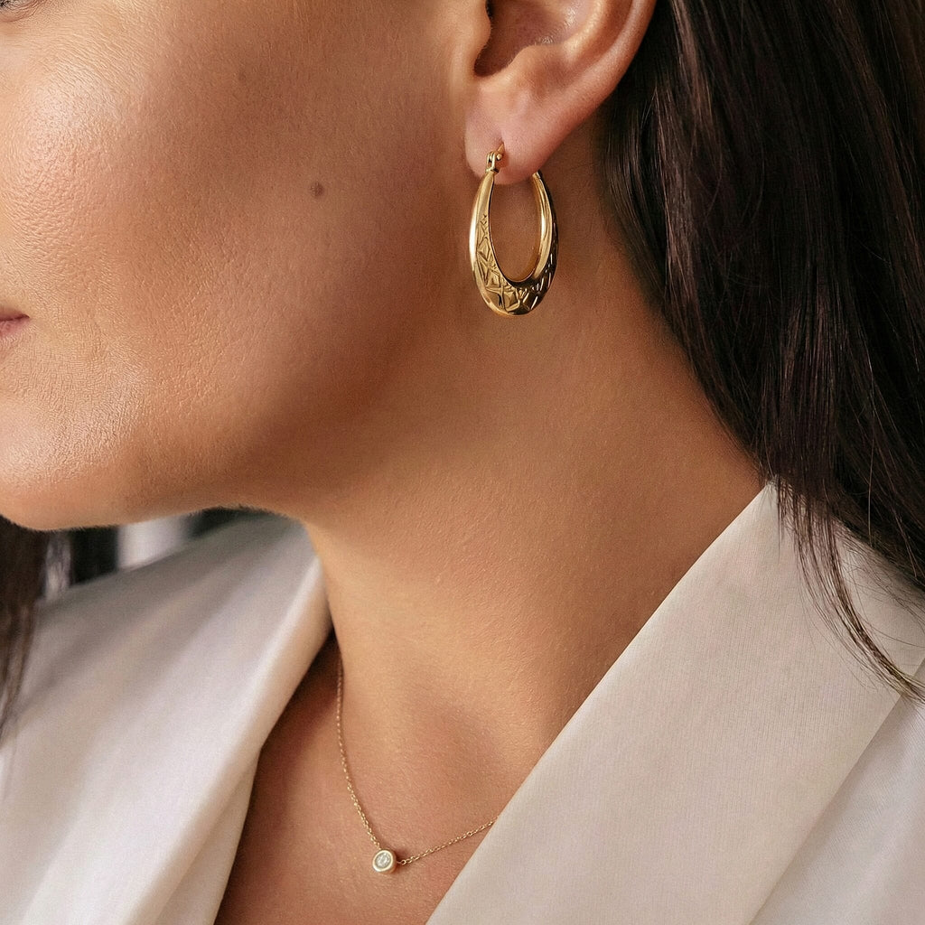 Hatton Garden Close Out - 9K Yellow Gold Creole Earrings with Clasp