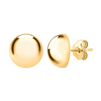 9K Yellow Gold 12MM Half Ball Supreme Finish Stud Earrings 1.02 grams