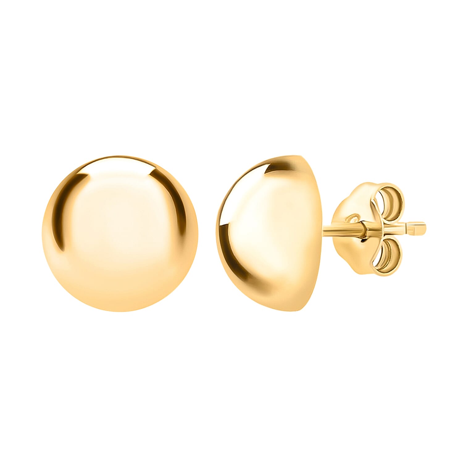 9K Yellow Gold 12MM Half Ball Supreme Finish Stud Earrings 1.02 grams 6092956 0