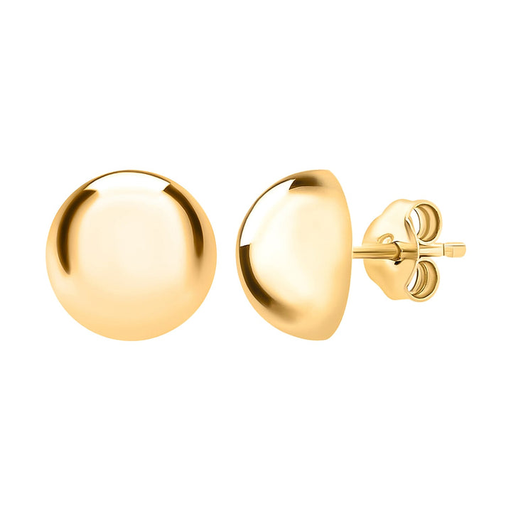 9K Yellow Gold 12MM Half Ball Supreme Finish Stud Earrings 1.02 grams 6092956 1