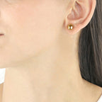 9K Yellow Gold 12MM Half Ball Supreme Finish Stud Earrings 1.02 grams