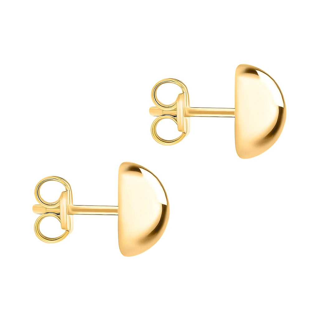 9K Yellow Gold 12MM Half Ball Supreme Finish Stud Earrings 1.02 grams